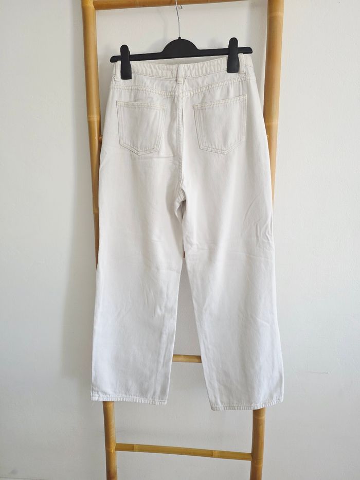 Jeans jambes larges type wide blanc cassé - photo numéro 4