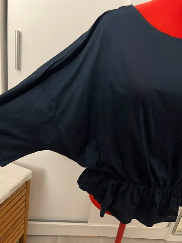 Blouse manches chauve-souris bleu marine Mango Suit - photo numéro 2