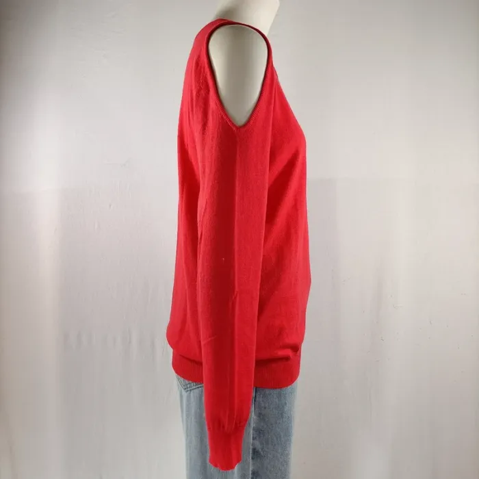 Pull très fin rouge Les Petites Paris col bateau manches longues doux et fluide taille S A1202 - photo numéro 2