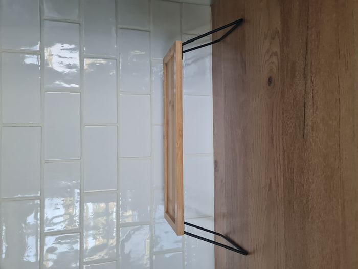 Petite étagère de cuisine en bambou et pieds en métal noir - photo numéro 3