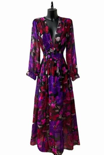 Robe longue violette rose fushia rouge  fleurs 