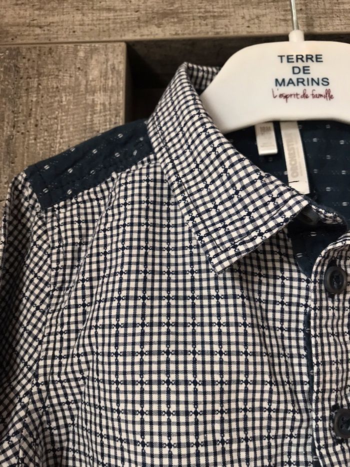 Chemise à carreaux bleus garçon 18 mois - photo numéro 3