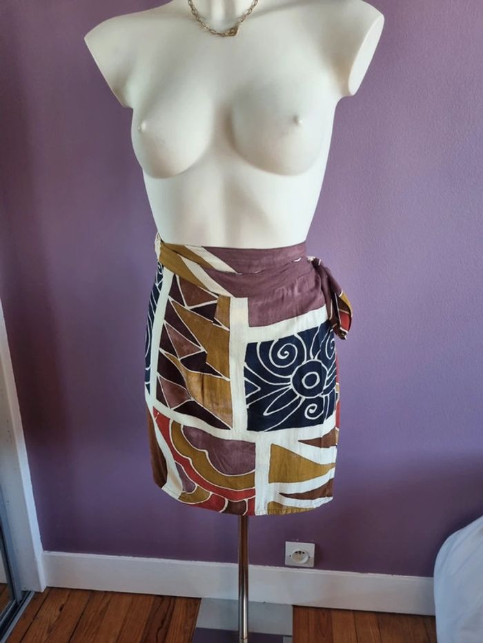 Vrai paréo vintage ton marron