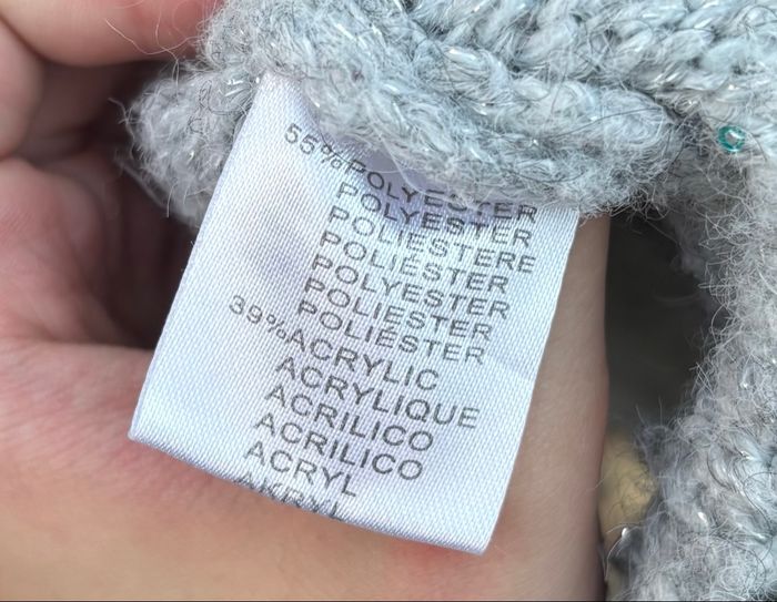 Gilet en maille grise ajourée à sequins – Miss One – Taille unique ✨🩶 - photo numéro 6