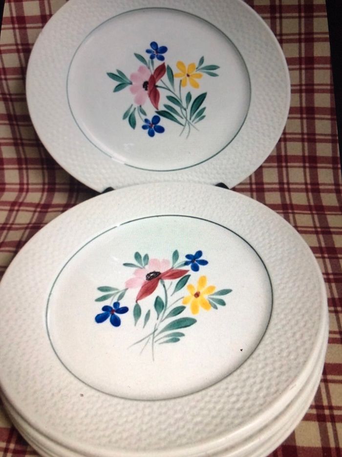 4 assiettes plates peintes à la main  en faience digoin sarreguemines - photo numéro 2