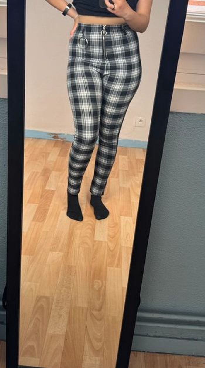 Pantalon à carreaux taille haute - photo numéro 2