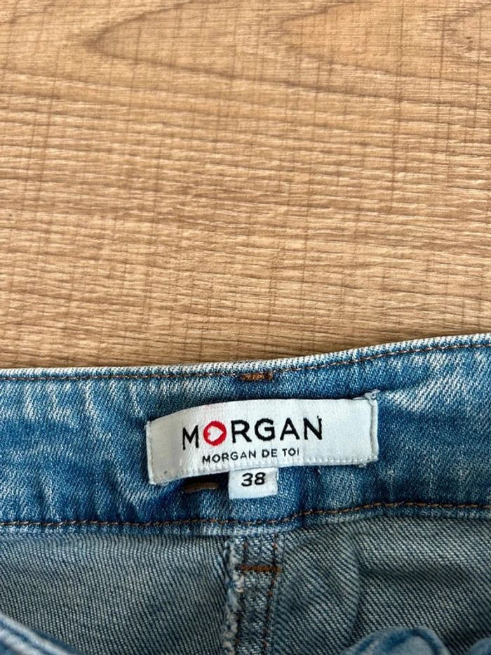 Jupe en jean bleu avec strass et perles Morgan taille 38 TBE - photo numéro 14