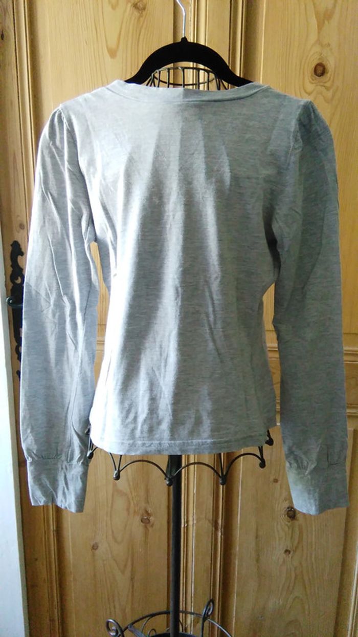 T-shirt gris chiné manches longues - photo numéro 2