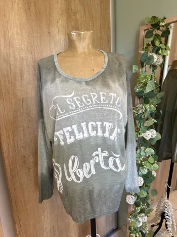 Joli tee shirt manches longues dégradé de vert femme