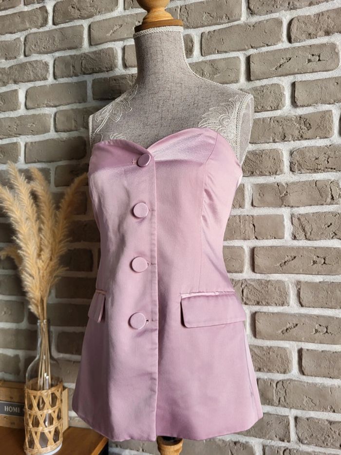 Magnifique bustier boutonné rose satiné Zara - Parfait état - photo numéro 5