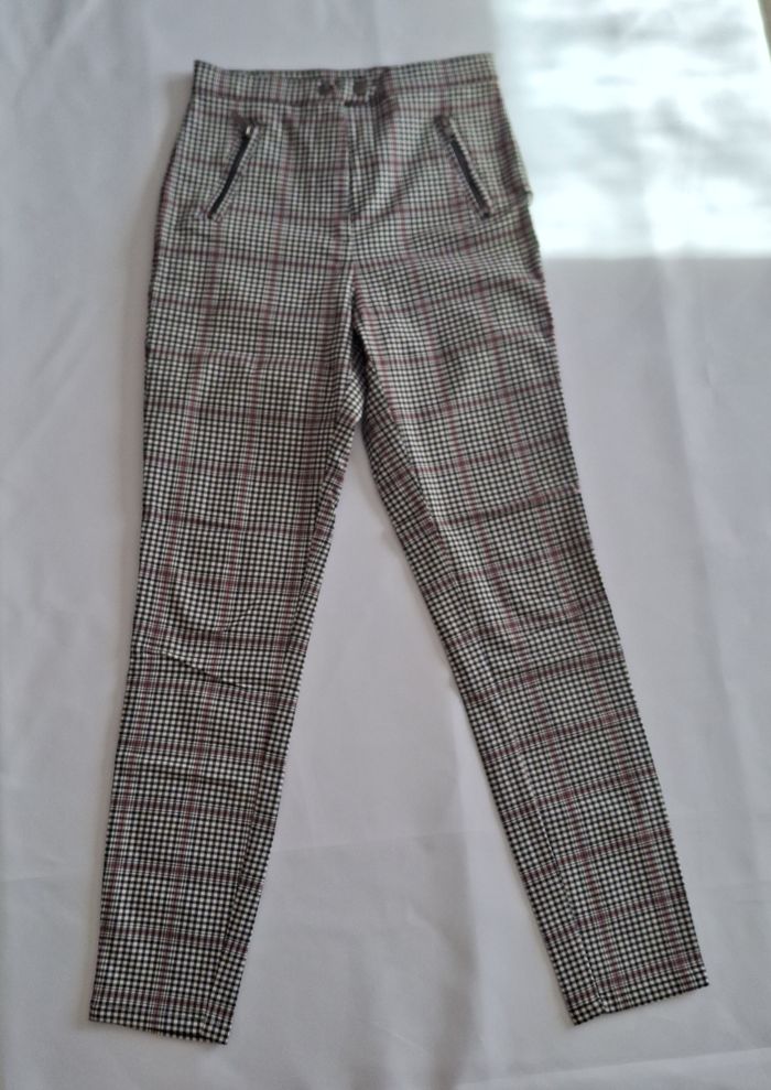 Pantalon skinny femme à carreaux blanc, noir et bordeaux - Taille 36 - Tally Weijl - photo numéro 5