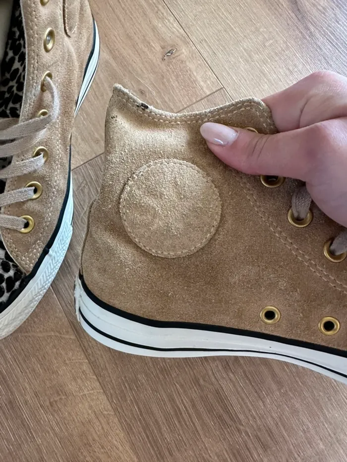 Converse en daim camel et léopard taille 37 - photo numéro 12