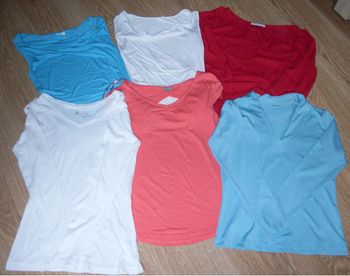 Lot de 6 hauts taille 34/36 et S gémo, kiabi