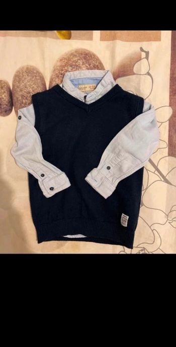 Lot pull sans manches + chemise taille 3/4 ans