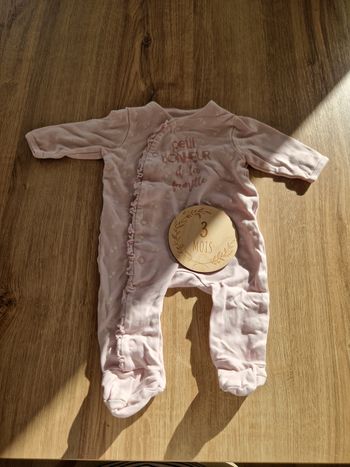 Pyjama rose "petit bonheur de la famille" - 3 mois