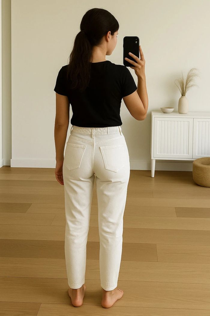 Jean blanc slim mom Mango - photo numéro 2