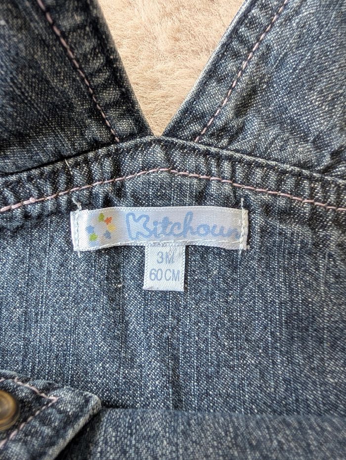 Robe salopette en jean de marque kitchoun en taille 3 mois - photo numéro 4