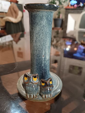 Splendide bougeoir artisanal hibou 