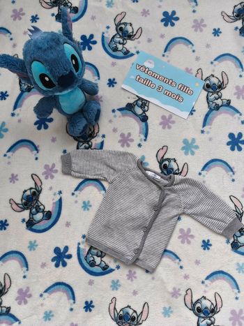 Gilet Mixte Kitchoun - 3 mois - gris et blanc - Etat: Excellent