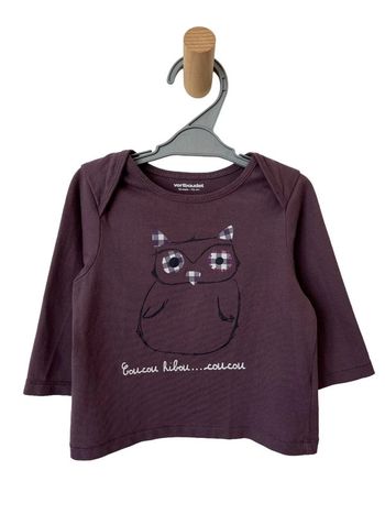 T-shirt manches longues “coucou hibou” - Vertbaudet 12 mois (74cm)