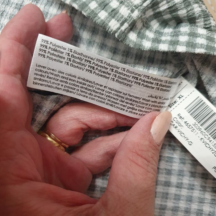 Très joli hait en vichy blanc et vert olive Taille XL Cache cache - photo numéro 5