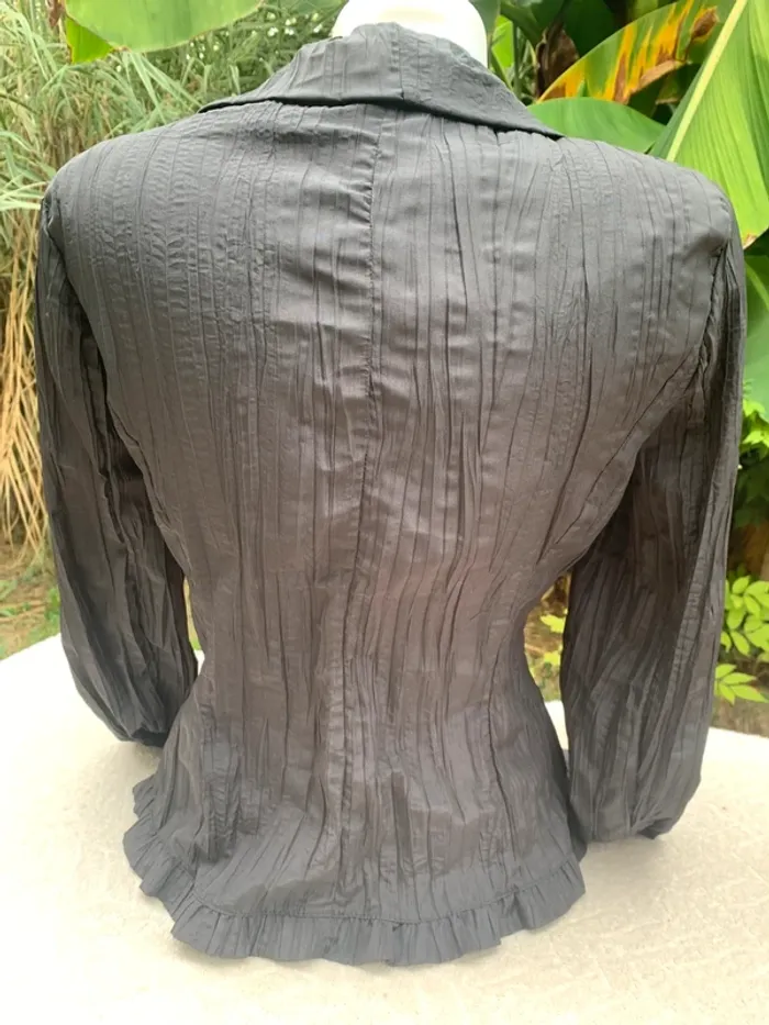 Veste Machin chose taille 42 noir effet froissé épaulettes - photo numéro 5