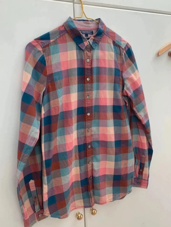 chemise rose à carreaux tommy Hilfiger taille S en très bon état - photo numéro 3