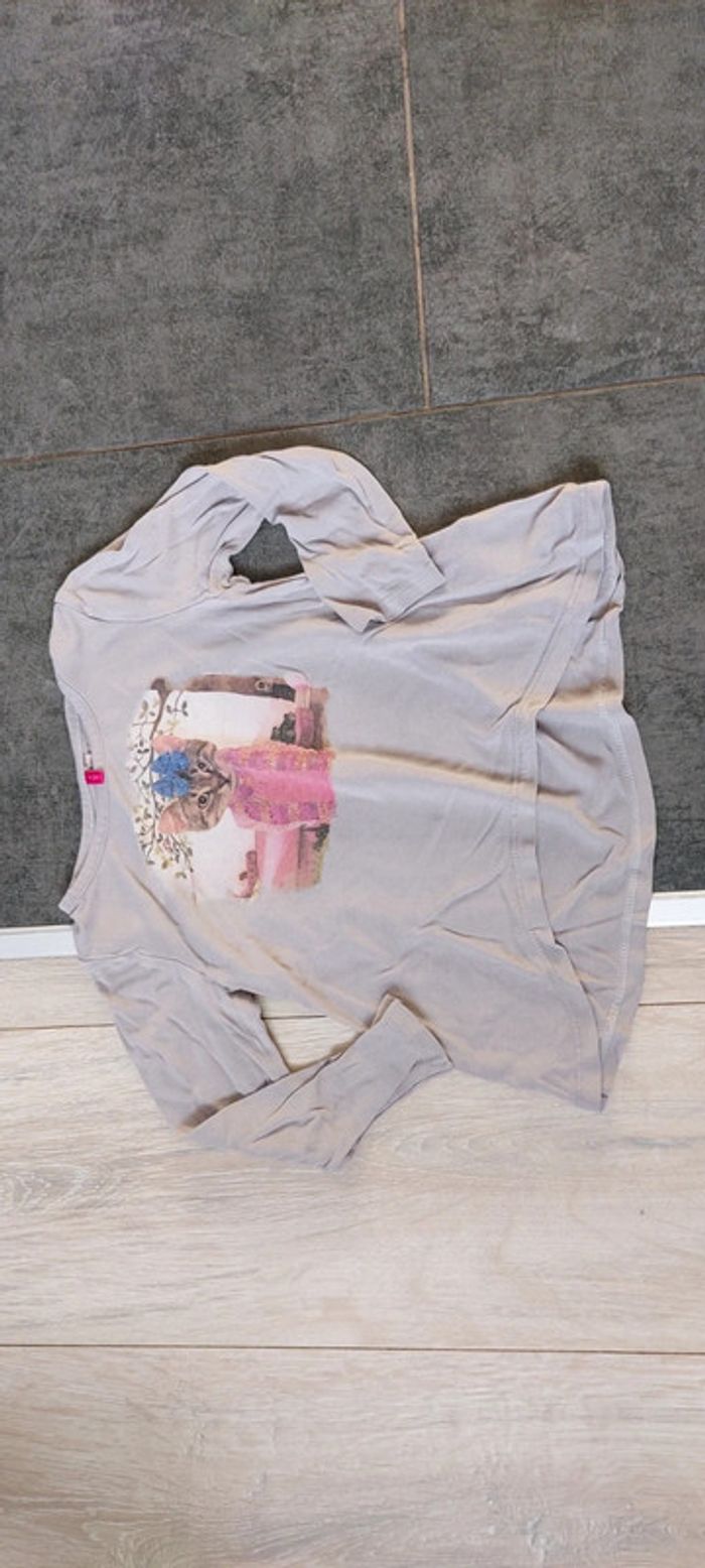 T shirt gris, manches longues, Orchestra, 3 ans