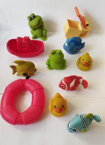 Jouets de bain poissons canards grenouilles bateau