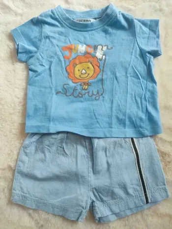 Ensemble bébé garçon 3 mois – t-shirt lion + short – été