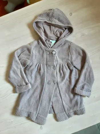 Manteau maillé coton lila mauve T. 3 ans