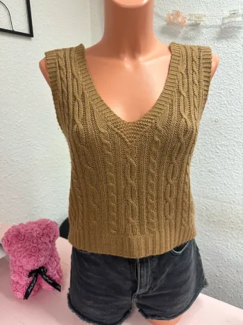 Pull sans manche marron taille unique