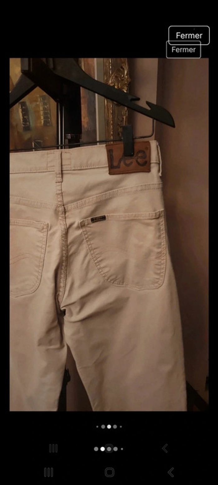 Pantalon coupe jeans beige Homme Lee W30 L34 - photo numéro 3