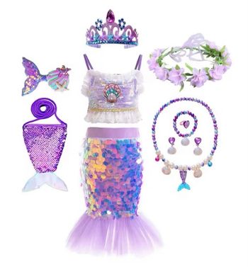 Déguisement sirène 2 pièces sequin et ces accessoires Taille 3-4ans