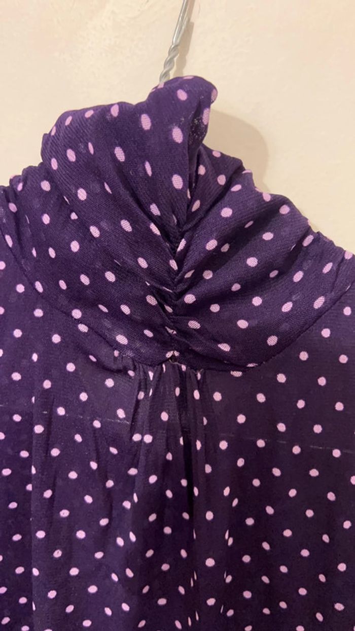 Zara haut violet a pois voile taille m - photo numéro 2