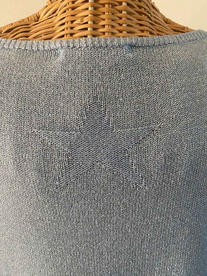 Pull Made in Italy bleu ciel argenté avec étoiles taille M - photo numéro 6