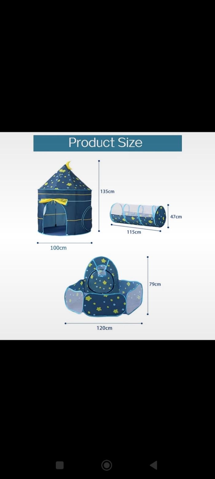Tente 3 en 1 avec tunnel et piscine à boules château - photo numéro 9
