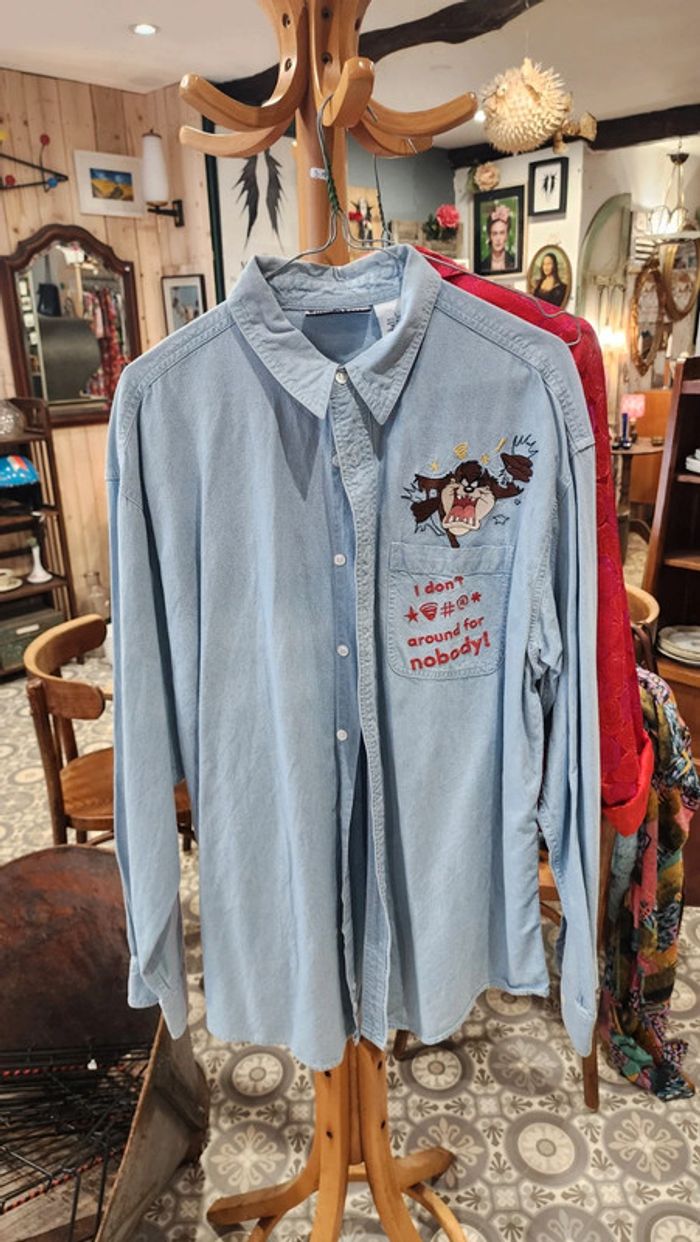 Chemise en coton brodé warner bros studio taille L - photo numéro 5