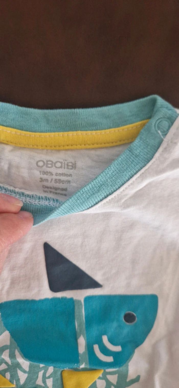 Lot de 2 t-shirts MC Obaïbi 3 mois neufs - photo numéro 3