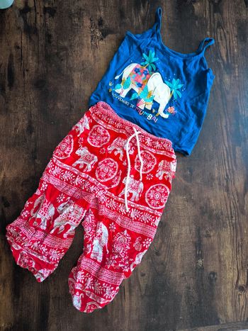 Ensemble Été Enfant (Débardeur Mumbai & Pantalon Éléphants) - Taille 4 ans