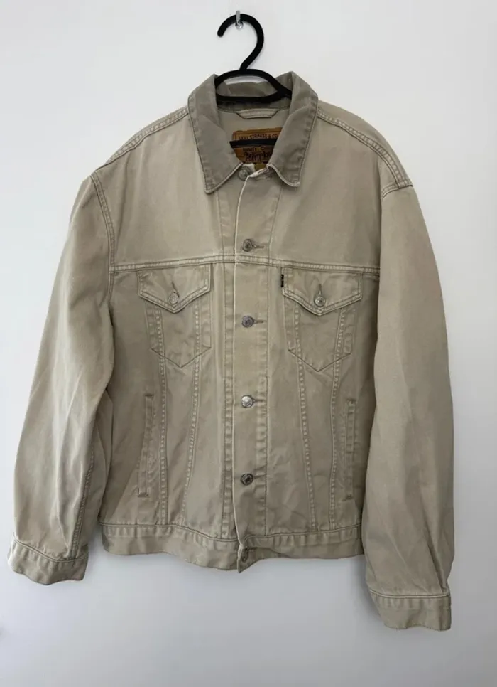 Veste en jeans Levi's beige homme vintage années 90 taille L très bon état - photo numéro 3