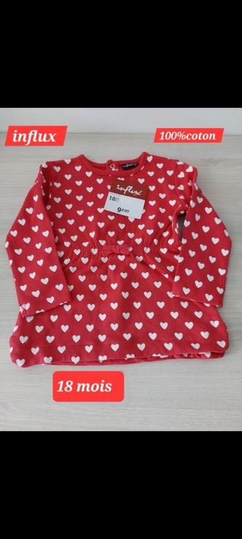 Robe rouge avec cœurs fille 18 mois