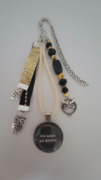 Cadeau sœur, bijoux de sac ou marque page " sœur qui dechire"