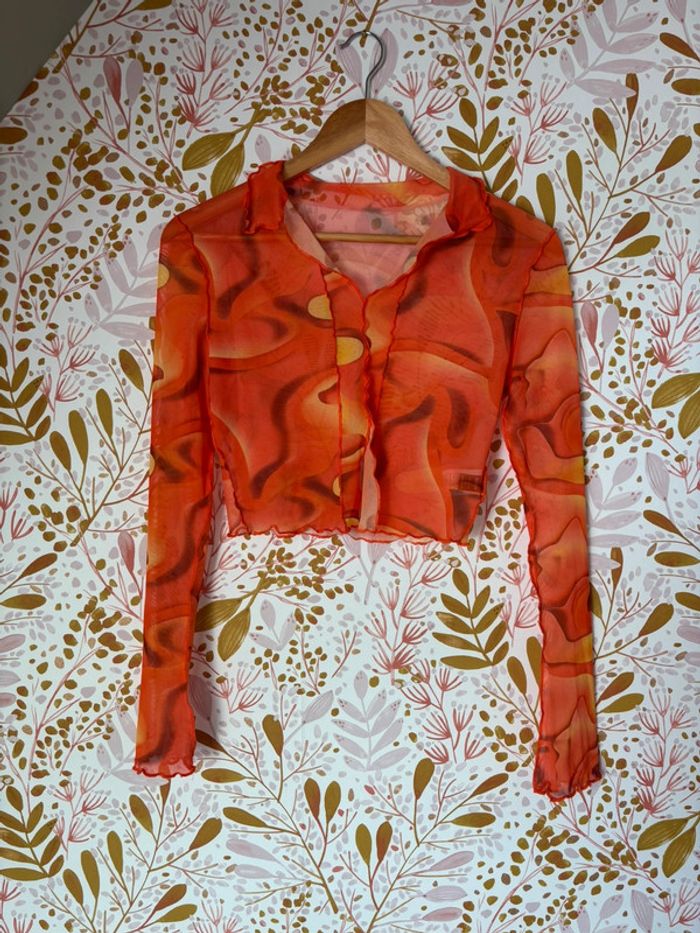 Blouse courte festival orange et jaune