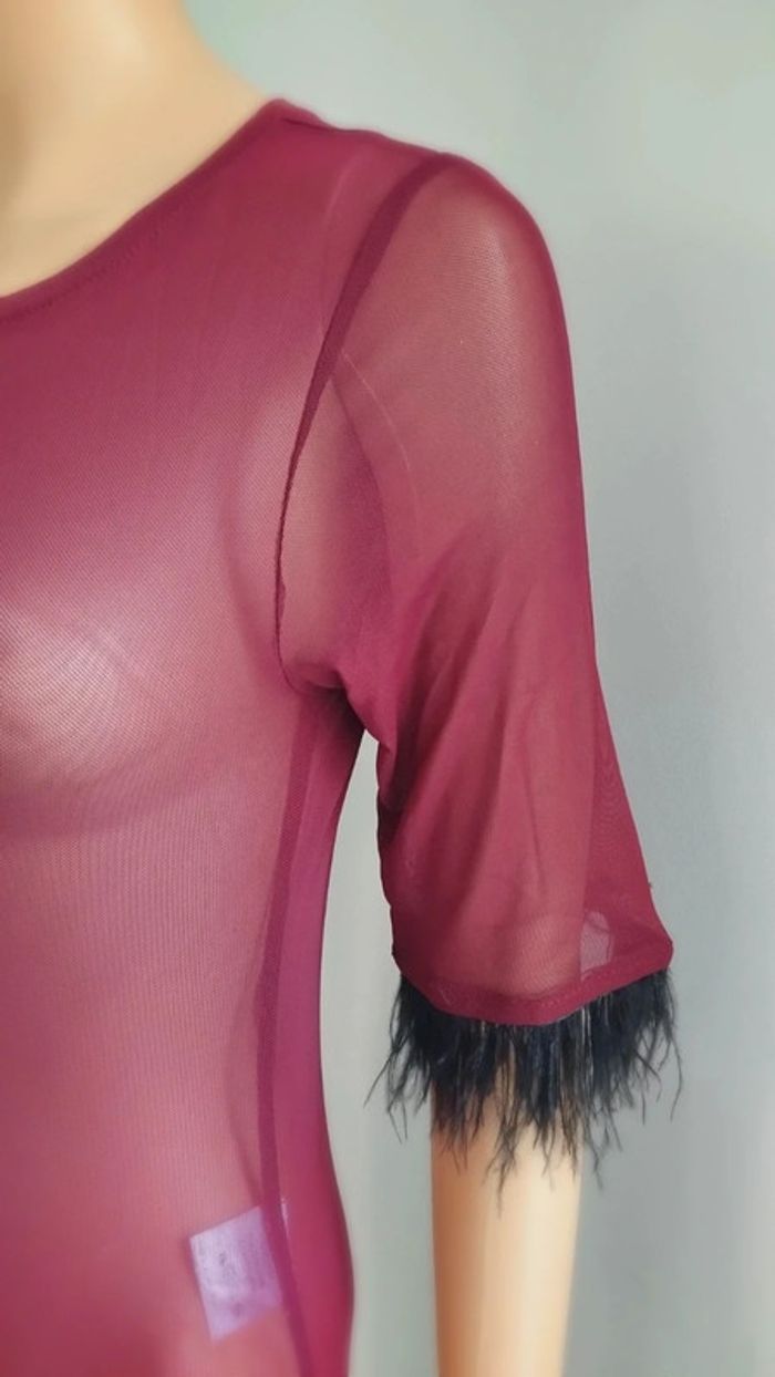 Body bordeaux femme taille m manche noir - photo numéro 3