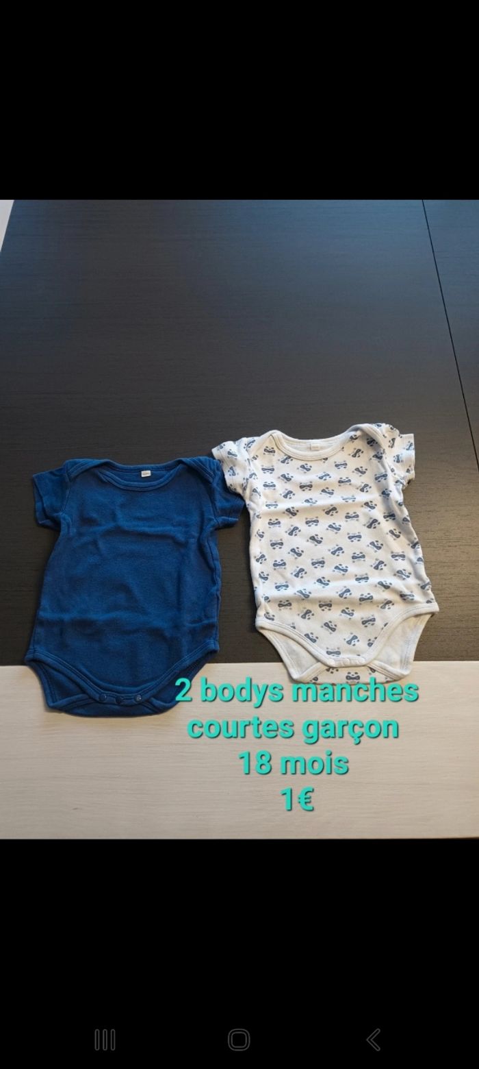 Lot 2 bodies manches courtes garçon 18mois