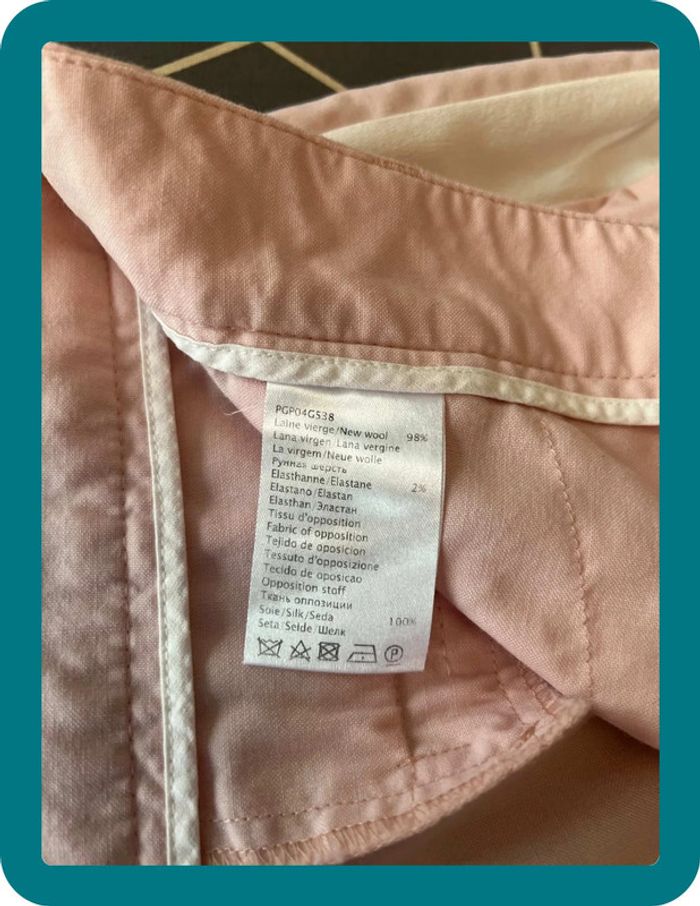 Pantalon carotte laine fine rose à bandes blanches taille 36 - Pablo - photo numéro 7