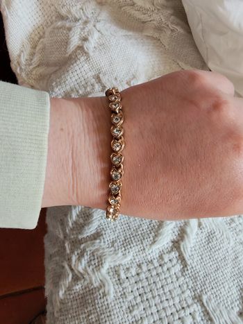 Bracelet doré cœurs aux strass vintage 