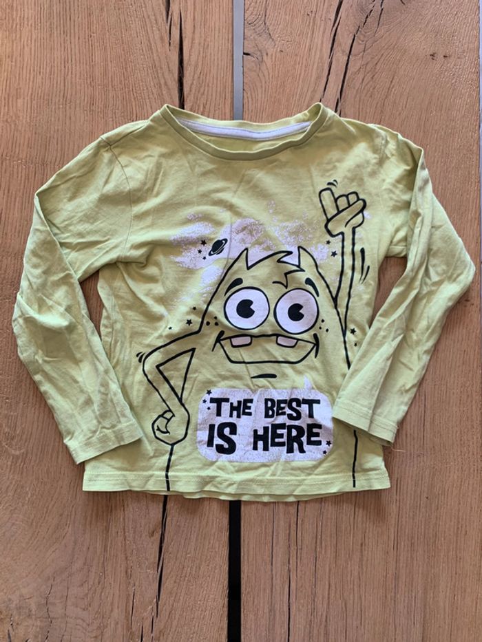 Tee-shirt manches longues vert anis garçon 5 ans Gemo