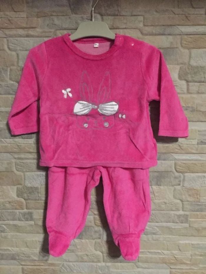 Ensemble velours fuchsia 6M